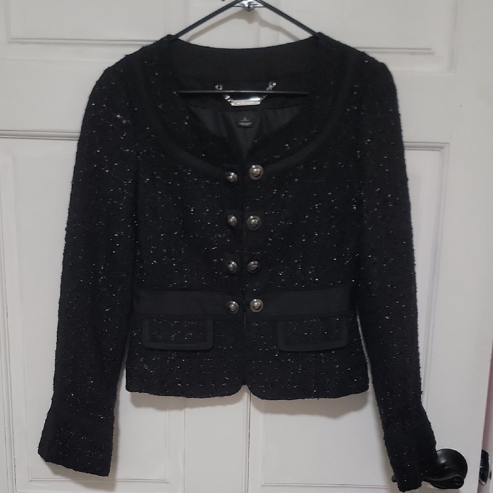 White House Black Market Textured Black Blazer Like New Limited Edition Designs